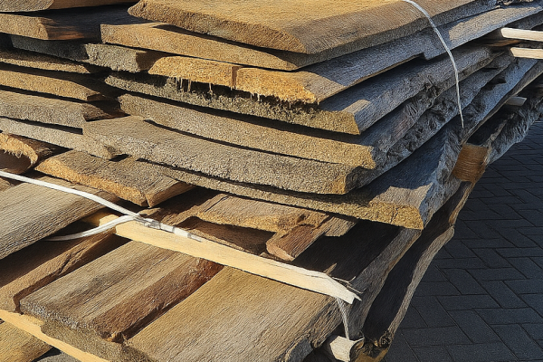Sopo 02 Schwartenbretter aus Nadelholz, 4,5 m Länge, sägerau und naturbelassen, rustikal & nachhaltig, ideal für Garten- und Bauprojekte