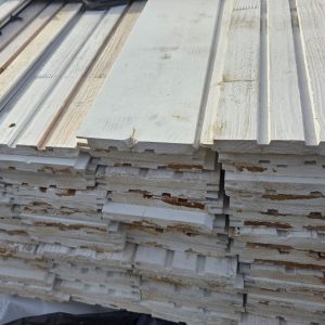 Nahaufnahme Sopo N1 Profilholz Rundprofil 14x121 mm, weiß imprägniert